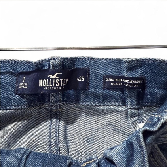 Hollister Ultra High-Rise Mom Shorts Paperbag Tie Waist Denim Jean Size 1 W25 - Picture 7 of 8